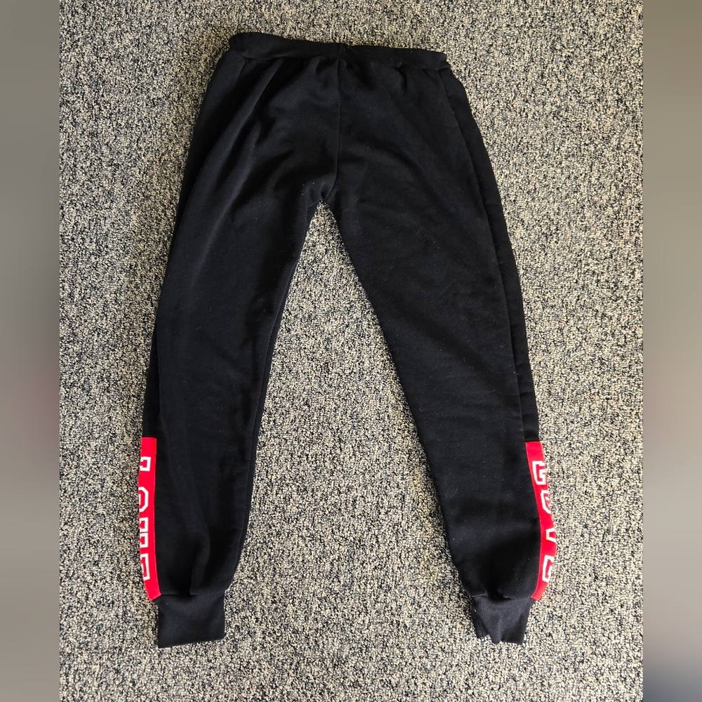 Red and Black Track Pants with Tapered Fit